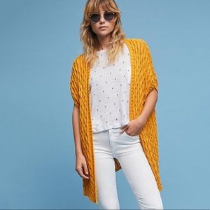Anthropologie Sunflower Long Oversized Knitted Yellow Cardigan